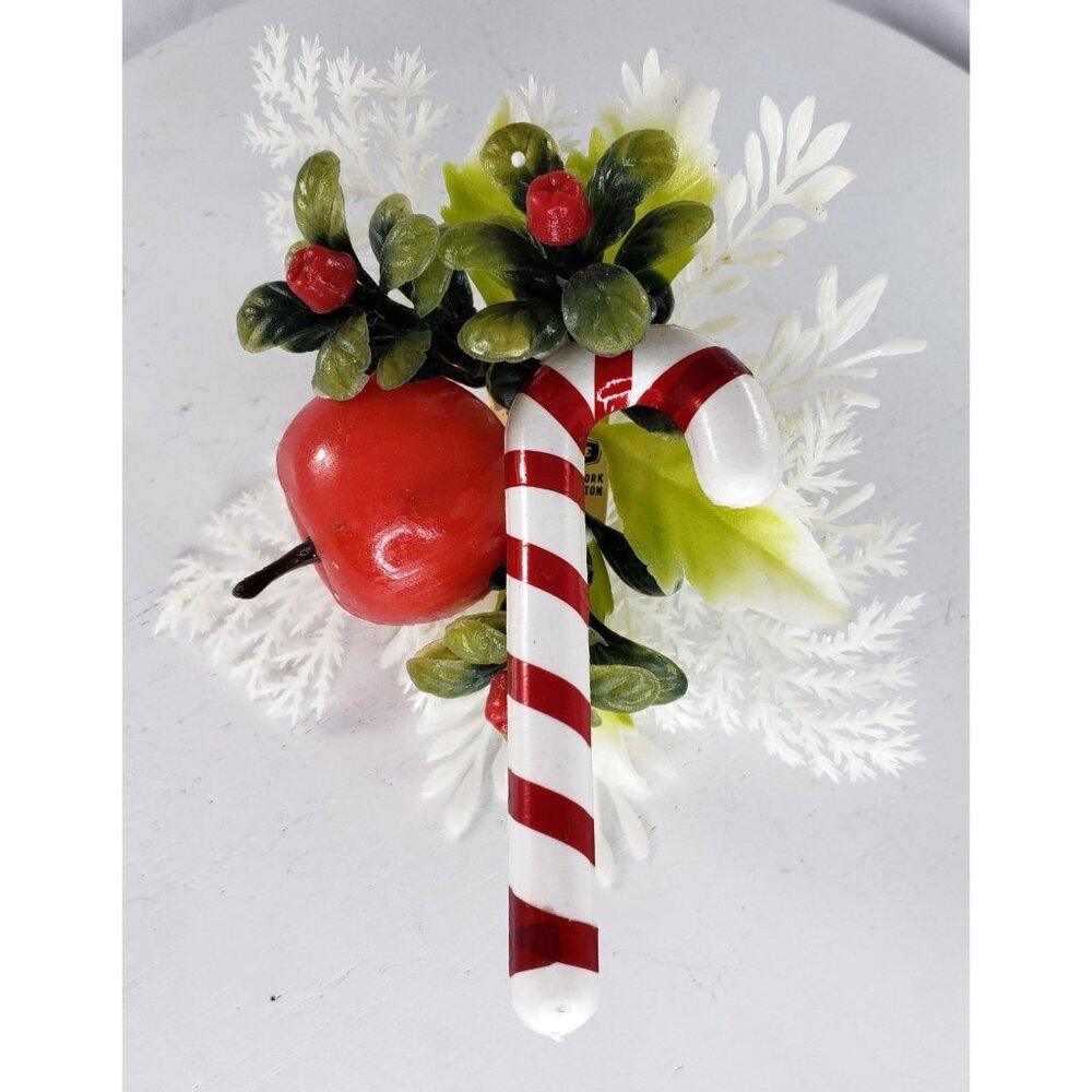 Vintage Reliance Christmas Plastic Candy Cane Holly Hong Kong